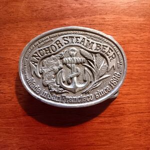 Anchor Steam Beer Belt Buckle San Francisco Bergamot Brass Works 1975 Vtg USA‌‍‍